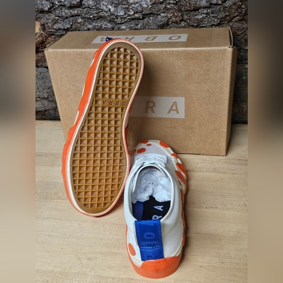 OBRA white blue n orange low lace up sneaker size 9mens - Picture 6 of 7